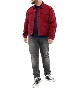 Custom Design Denim Jackets Winter Heavy Weight Warm <b>Jean</b> Jackets Wholesale Street Wear Fashion Breathable Denim Jacket <b>Red</b> Dyed - Product Image 3