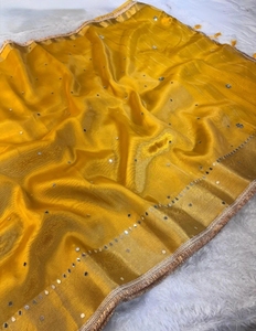 KV Traditional Silk Banarasi Tissue Saree (Yellow)-Party Wear Wrinkle-Free - Product Image 2
