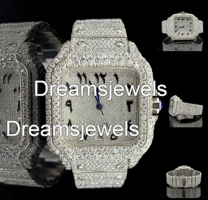 Hip Hop Luxury Quartz Square Analog Fully for Out Mens <b>Watch</b> Iced Custom Bling <b>Diamond</b> Silver Jewelry Moissanite - Product Image 1