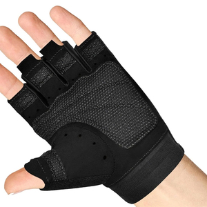 Breathable Half Finger Lightweight Workout Fitness <b>Gloves</b> Black Color <b>Weight</b> Lifting Exercise <b>Training</b> Gym Adjustable Wrist - Product Image 2