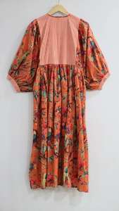 Vestido Midi de Algodón con Estampado Artesanal: Estilo Bohemio Kyra, Vestido para Primavera - Product Image 5