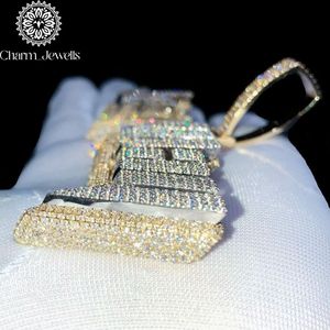 จี้เพชรโมอิสซาไนต์ทรงตัวอักษร Charm Jewells เงินแท้ 925 ชุบทอง 22K ได้รับการรับรองจาก IGI ประดับแบบ Bezel Set สไตล์ฮิปฮอป เครื่องประดับสำหรับทุกเพศ - Product Image 2