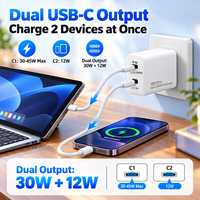 Chargeur mural compact 45W GaN Mini double USB-C PD à charge rapide avec protection ignifuge pour smartphones, tablettes et ordinateurs portables