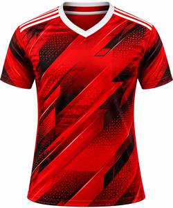 Maillot de football rouge à col en V pour homme, sublimé, uni, à manches courtes, kit uniforme d'équipe, 100 % polyester, nom d'équipe personnalisé - Product Image 1