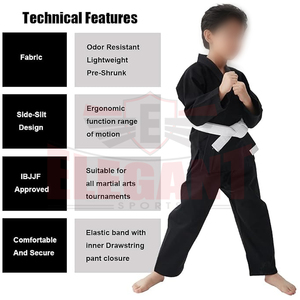 Black OEM ODM Customized Logo Karate Uniform Taekwondo Suit <b>Kids</b> Judo Gi With <b>Belt</b> Wholesale Rate <b>Kids</b> Martial Arts Uniform - Product Image 6