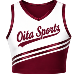 Débardeur de cheerleading bordeaux sans manches, respirant, uniforme sportif d'équipe, vêtement de performance personnalisé - Product Image 1