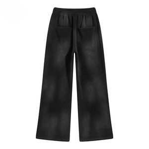 Men's Wide Leg Cotton Sweatpants <b>Elastic</b> <b>Waist</b> Drawstring Side Pockets Casual Autumn Pants - Product Image 3
