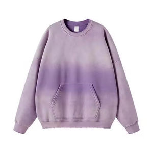 Acid Wash Sun Faded Drop Shoulder Custom <b>Jumper</b> Cotton Crew Neck Sweatshirt Top Quality Embroidery Sweatshirt With Front Pocket - Product Image 6