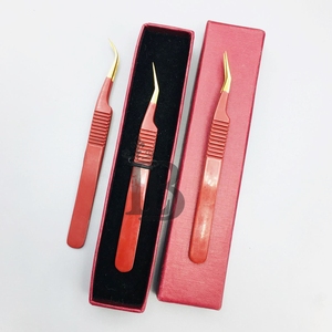 <b>Top</b> Demand New Arrival Sustainable Red Color Gold Tip Stainless Steel Eyelash Extension Tweezers Mega Volume Mink Eyelash - Product Image 4
