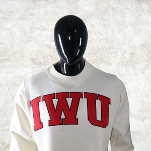 Sudadera Iwu con cuello alto y lavado ácido, blanca con letras rojas, estilo urbano, jersey grueso de invierno, informal, 100% algodón, OEM - Product Image 4