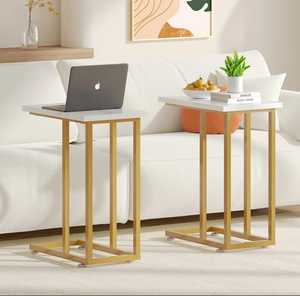 Trend Setter Modern Marble Top <b>Side</b> <b>Table</b> With <b>Gold</b> Metal Frame For Living Room Furniture - Product Image 3