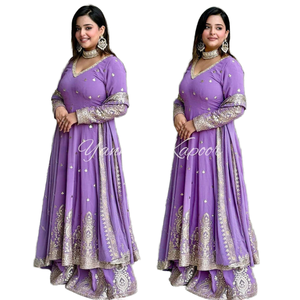 Vestido y pantalón Anarkali elegante de diseñador con vestidos de noche Dupatta para fiesta - Product Image 1
