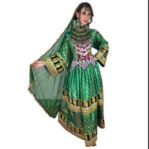 Vestidos Afganos Tradicionales Hechos a Mano con Lentejuelas y Encaje, Manga Larga, Corte en A, Estilo Vintage para Mujer, Transpirables, Bordados, para Bodas - Product Image 1