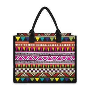 Bolsos de Lona para Mujer, Bolsa de Compras de Lona y Algodón, Bolso Personalizado con Diseño Geométrico Retro - Product Image 5