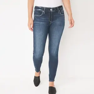 New Best Design Plus Size Women Mid Waist Casual Breathable Denim <b>Jeans</b> - Product Image 2