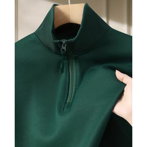 Sweat-shirt unisexe à demi-zip pour homme et femme, coupe ample, gris, en molleton, streetwear décontracté, 100% coton, respirant, idéal pour l'été - Product Image 4