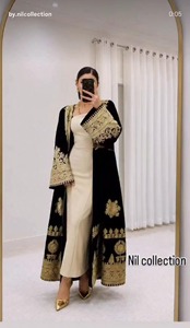 Elegant Black <b>Velvet</b> <b>Maxi</b> <b>Dress</b> With Gold Embroidery <b>Long</b> <b>Sleeve</b> Sheath Party <b>Dress</b> Fitted Strapless Winter Formal Wear - Product Image 4