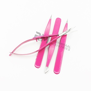 Pinza para Cejas de Acero Inoxidable con Punta Plateada y Recubrimiento en Polvo Rosa Oscuro, Producto Más Popular de RMI - Product Image 6