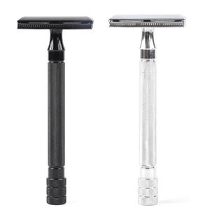 Maquinilla de Afeitar de Seguridad de Doble Hoja de Acero Inoxidable para Hombre, Kit de Afeitado de Alta Calidad No Desechable para Cara/Cuerpo - Product Image 2