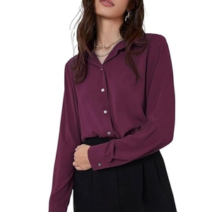 Women's Rayon Oversized Fit <b>Crop</b> <b>Top</b> Korean Style Long Sleeve Oversized Button Down - Product Image 1