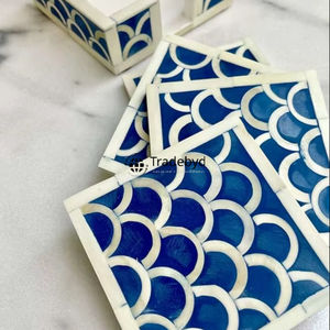 Sous-verre en os incrusté fait main, qualité supérieure, carré, décoration de table de luxe avec couleurs personnalisables - Tradebyd - Product Image 1