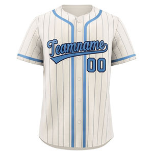 Maillot de baseball rayé bleu clair personnalisé avec nom d'équipe 00, sérigraphié, unisexe, adulte, manches courtes, coupe classique, anti-humidité - Product Image 4