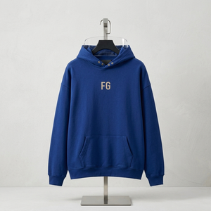 Sudadera con Capucha Personalizada con Logotipo FG, Sudadera Extra Grande de Algodón Francés para Hombre, Informal, Azul Otoñal, con Bolsillo Delantero - Product Image 4