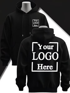 Men's Custom Photo/Text Oversized Hooded Sweatshirt Graphic Print Kangaroo Pocket Front Pocket <b>Machine</b> Washable Uniforms 100% - Product Image 2