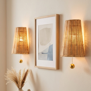 Wholesale Custom Handwoven Rattan Wall Mounted <b>Light</b> Natural Bamboo Woven <b>Sconce</b> Lamp Shade for Indoor Decor - Product Image 5