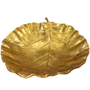 Centro de Mesa Ovalado con Forma de Hoja, Platos Modernos Hechos a Mano de Aluminio, Cuencos Decorativos de Moda con Acabado Niquelado Brillante - Product Image 1