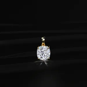 Collier pendentif solitaire taille coussin de qualité supérieure, diamant CVD cultivé en laboratoire, clarté VVS-VS, certifié IGI, or, pour fiançailles et mariage - Product Image 1