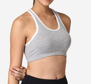 เสื้อชั้นในกีฬาไร้ตะเข็บสำหรับผู้หญิง แบบ Racerback คอกว้าง รองรับปานกลาง สีเทา ระบายอากาศได้ดี เหมาะสำหรับโยคะ ลายเรียบ ผ้ายืดสแปนเด็กซ์ โพลีเอสเตอร์ - Product Image 6