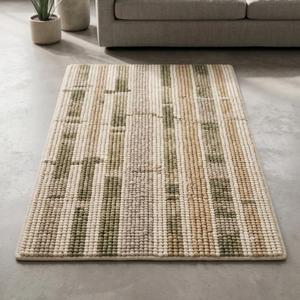Exclusive Handwoven <b>Cream</b> <b>Beige</b> Wool Anti-Slip Medium Pile Area <b>Rug</b> with Solid Color Cotton Canvas Backing Modern Floor Carpet - Product Image 1