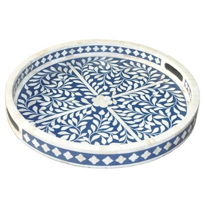 Plateau de service en incrustation d'os de qualité supérieure en gros de qualité supérieure avec poignée pour restaurant et hôtel fabriqué en Inde - Product Image 1