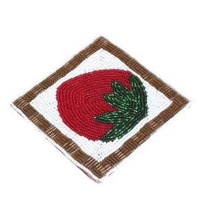 Handcrafted Eco-Friendly Red Flower <b>Beaded</b> <b>Coaster</b> Pearl Embellishment Custom Embroidery Native Design for Home Hotel Restaurant - Product Image 4