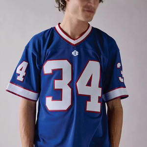 เสื้อเจอร์ซีย์อเมริกันฟุตบอลผู้ชายทรงโอเวอร์ไซส์ ผ้าตาข่าย สตรีทแวร์ ดีไซน์สั่งทำได้ เสื้อแขนสั้นสไตล์เรโทร บริการ OEM สำหรับผู้ชาย - Product Image 1