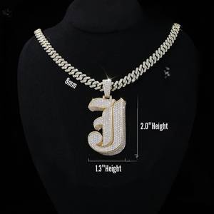 Joyería Fina Personalizada, Plata 925, Estilo Hip Hop, Letra con Incrustaciones de Diamantes, Colgante con Nombre o Inicial Personalizada, Moissanita - Product Image 4