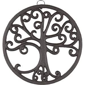 Sous-plat rond en aluminium finition antique avec motif floral, résistant à la chaleur, pour protéger les casseroles et les marmites, et protéger la table à manger - Product Image 1