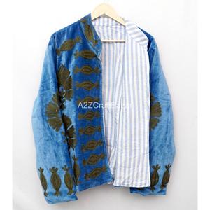 Wholesale Handmade Embroidered Velvet Jacket | Reversible Boho Colorful Nature Floral Stripe Butterfly Casual Eco-Friendly - Product Image 3