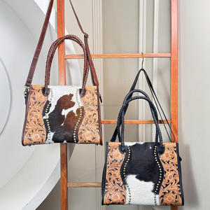 Hand Tooled Leather Shoulder Tote Bag Genuine Cowhide Laptop Briefcase Purse Stylish Office Work Bag Women's Crossbody <b>Handbags</b> - Product Image 5