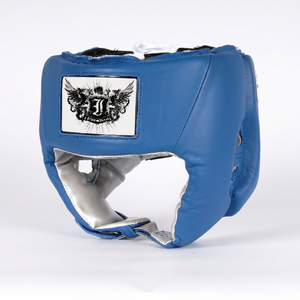 อุปกรณ์ป้องกันศีรษะสำหรับชกมวยแบบเปิดหน้า รุ่น Iron Punch Blue PU โครงอะลูมิเนียมน้ำหนักเบา สำหรับผู้ใหญ่ - Product Image 4