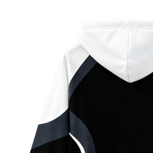 Black <b>White</b> Color Block Oversized French Terry Pullover Hoodie Custom Logo Long Sleeve Casual Streetwear <b>Sweatshirt</b> for <b>Men</b> - Product Image 4