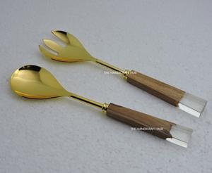 Cuillère à salade en métal avec manche en résine, nouveau design, pour servir la salade, ensemble d'ustensiles en métal au nouveau look, prix de gros - Product Image 6