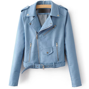 Veste en cuir courte tendance de haute qualité pour femme, style motard classique, respirante, élégante et luxueuse. - Product Image 4