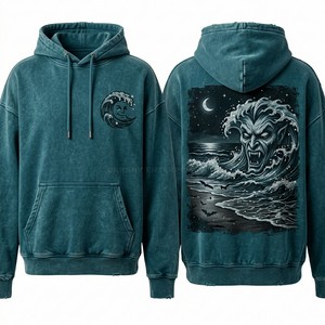 Custom Vintage Wash Hoodie Men Terracotta Warrior Graphic Oversized Streetwear Pullover Heavyweight French Terry Cotton Hoody - Product Image 5