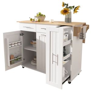 Carrello da Cucina con Ripiano a Scomparsa, Organizzatore a 3 Livelli con Ruote, Carrello Portaoggetti da Cucina con Scaffale Interno - Product Image 2