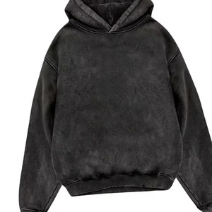 Nouveau sweat à capuche vintage noir délavé pour hommes et femmes, en coton épais, coupe oversize, en molleton, style streetwear, mode hiver, OEM ODM - Product Image 4
