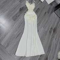 Robes de soirée sexy pour femmes, style princesse, taille naturelle, coupe ajustée, sans bretelles, en mousseline, décontractées, lavables, en tissu teint uni, directement de l'usine
