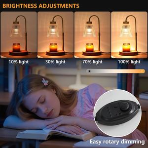 Lampada Scaldacera Elettrica in Ottone Anticato con Timer e Dimmer, Lampada per Barattoli Profumati, 2 Lampadine, Scaldacandele per la Festa della Mamma - Product Image 5