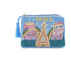 Porte-monnaie de luxe personnalisable avec broderie de perles florales et fermeture éclair, fait main, perlage artistique moderne, cadeau promotionnel - Product Image 2